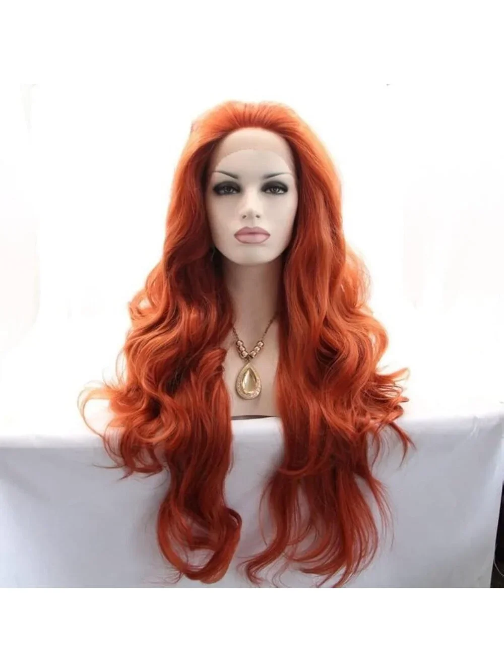 Long Auburn Lace Front Wig - 26